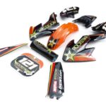 pitbike plasty černé CRF50 s polepy rockstar/oranžové, Stomp, DemonX, WPB